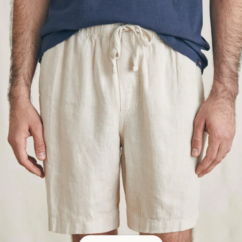 Faherty Essential Linen Short In Weathered Sand